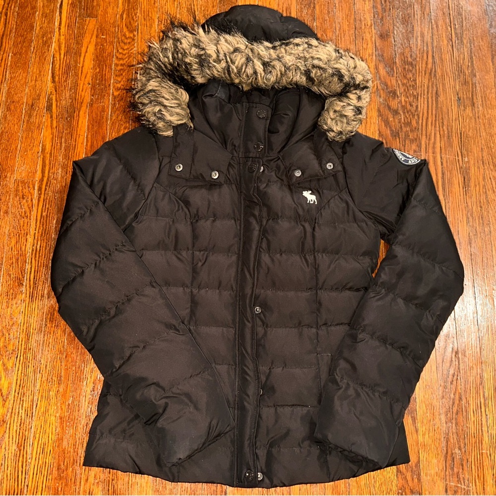 Vintage Y2K Women’s Small Abercrombie & Fitch Dark Brown Puffer Coat - Picture 1 of 10